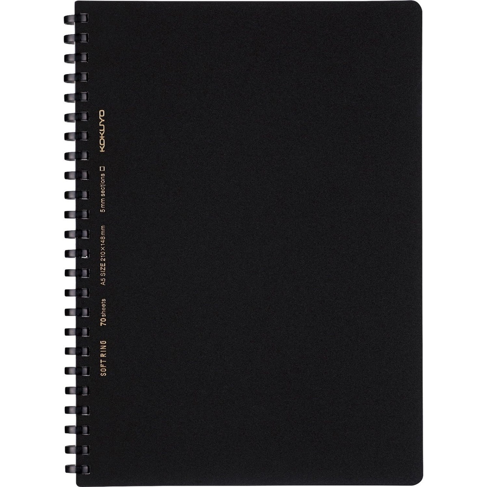 image:imageKokuyo Spiral Graph Notebook 83 x 58 Business Journal A5 Soft Ring Notebooks with 5mm Grid Ruled 70 Perforated Sheets Black 1 Subject Notebook Note Taking for WorkJapan ImportSUSV437S5DA5