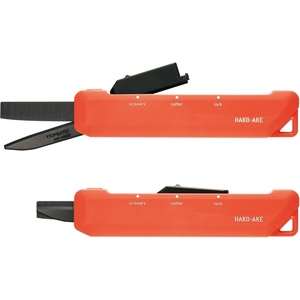 KOKUYO 2-Way Portable Scissors, HAKO-AKE Compact Pocket Size Travel Scissors, Titanium Blade All Purpose Craft Scissor Box Cutter for Office, Travel and Home. Khaki (Hasa-T420DG)(Orange)
