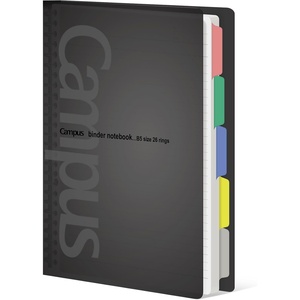 KOKUYO 5 Subject Spiral Notebook, Campus B5 Refillable Journal with 5 Tab Dividers, 100 Sheets in 5mm Ruled Loose Leaf Paper, Green (RU-P333NG & NO-836C)(Black)