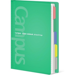 KOKUYO 5 Subject Spiral Notebook, Campus B5 Refillable Journal with 5 Tab Dividers, 100 Sheets in 5mm Ruled Loose Leaf Paper, Green (RU-P333NG & NO-836C)(Green)