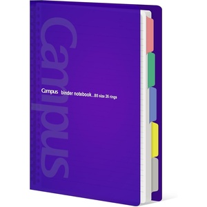 KOKUYO 5 Subject Spiral Notebook, Campus B5 Refillable Journal with 5 Tab Dividers, 100 Sheets in 5mm Ruled Loose Leaf Paper, Green (RU-P333NG & NO-836C)(Purple)