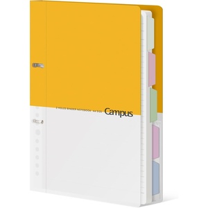 KOKUYO 5 Subject Spiral Notebook Journal, Campus 110 Sheets B5 Refillable Notebook with Dividers Tabs, 6mm Dot Lined Binder Notebook for Work School Note Taking. 9″ x 10.5″, Grey(Yellow)