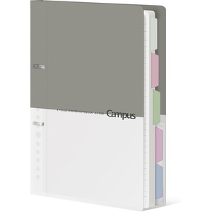 KOKUYO 5 Subject Spiral Notebook Journal, Campus 110 Sheets B5 Refillable Notebook with Dividers Tabs, 6mm Dot Lined Binder Notebook for Work School Note Taking. 9″ x 10.5″, Grey(Grey)