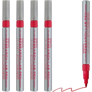 KOKUYO Alcohol Resistant Laboratory Markers, 5 Red Permanent Freezer Lab Pens with 0.6mm Fine Point Tip, Designed for Industrial, Lab and Hospital Use, Japan Import(Red)
