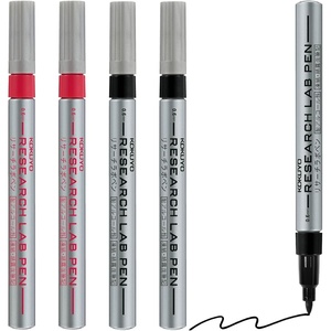 KOKUYO Alcohol Resistant Laboratory Markers, 5 Red Permanent Freezer Lab Pens with 0.6mm Fine Point Tip, Designed for Industrial, Lab and Hospital Use, Japan Import(Black+Red)