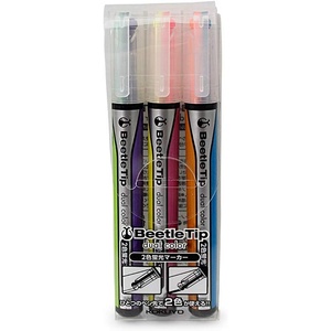 KOKUYO Beetle Tip Dual Color Highlighter, Fluorescent Markers, Standard Colors Set, Japan Import (PM-L303-3S)