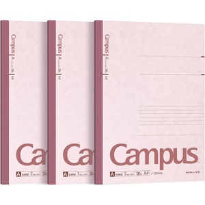 KOKUYO Campus Composition Notebook, 7 x 10 inch Lined Notebooks with 30 Sheets 7mm Ruled Paper, 3 Pack B5 Pink Notebook for School and Work, School Supplies Comp Book for Journal Diary, Japan Import