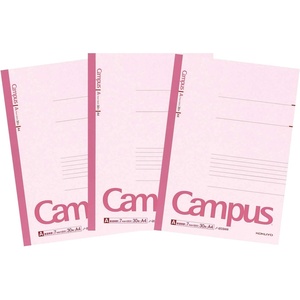 KOKUYO Campus Composition Notebook, Lined Notebooks with 30 Sheets 6mm Ruled Paper, 3 Pack A4 Notebook for School and Work, School Supplies Comp Book for Journal Diary(Pink)