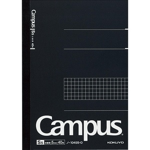 KOKUYO Campus Notebook, Business Type, Grid 5mm Ruled, Semi-B5, 40 Sheets, Black Cover, Japan Import (NO-4S5-D)(A5)