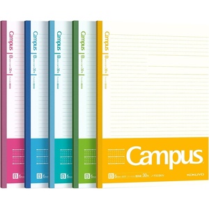 KOKUYO Campus Notebook for Science Subjects, Dot B 6mm Ruled, Semi-B5, 30 Sheets, 35 Lines, Pack of 5, 5 Colors (NO-F3CBKNX5)