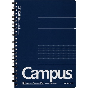 KOKUYO Campus Twin Ring Notebook, Business Type, Dot B 6mm Ruled, A5, 50 Sheets, 30 Lines, Navy Cover, Japan Import (SU-T133BT-DB)(A5)