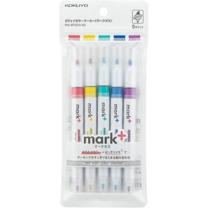 KOKUYO Pastel Highlighters, Dual-Tip Highlighter Markers for Bible in Assorted Colors, Fine & Chisel Tip No Bleed Quick-Dry for Journals, Planners, Notes, Grey Colors (PM-MT201-5S)(Pastel Colors)