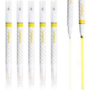 KOKUYO Pastel Highlighters, Dual-Tip Highlighter Markers for Bible in Assorted Colors, Fine & Chisel Tip No Bleed Quick-Dry for Journals, Planners, Notes, Grey Colors (PM-MT201-5S)(50th Anni. Yellow)