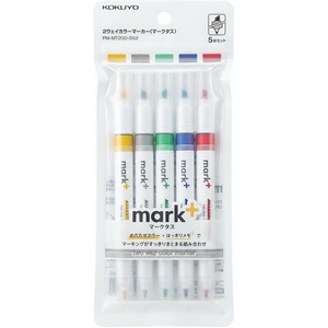 KOKUYO Pastel Highlighters, Dual-Tip Highlighter Markers for Bible in Assorted Colors, Fine & Chisel Tip No Bleed Quick-Dry for Journals, Planners, Notes, Grey Colors (PM-MT201-5S)(Vivid Colors)