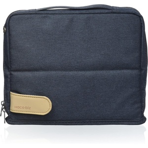 KOKUYO Pencil Case Pouch, Haco-Biz Standing Pen Pouch Bag, Foldable Stand up Pencil Holder Organizer, Large Capacity Portable Pencil Box for Office Supplies, Black x Green (KAHA-HB11D)(Navy x Khaki)