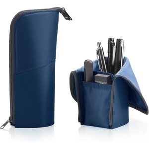 KOKUYO Pencil Case Pouch, Neo Critz Standing Pen Pouch Bag, Foldable Stand up Pencil Holder Organizer, Small Portable Pencil Box for Office, Home & College Use, Blue x Navy, Regular Size (F-VBF180-3)(Navy x Blue)