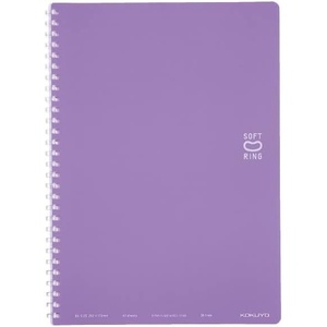 KOKUYO Spiral Lined Notebook, 10” x 7” Pastel Journal B5 Soft Ring Notebooks with Dot 6 mm Ruled, 40 Sheets, Purple 1 Subject Notebook, Note Taking for School. Japan Import (SU-SV301BT-V)(Purple)