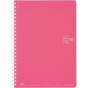 KOKUYO Spiral Lined Notebook, 10” x 7” Pastel Journal B5 Soft Ring Notebooks with Dot 6 mm Ruled, 80 Sheets, Light Green 1 Subject Notebook, Note Taking for School. Japan Import (SU-SV308BT-LG)(Light Pink)