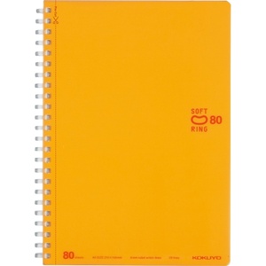 KOKUYO Spiral Lined Notebook, 10” x 7” Pastel Journal B5 Soft Ring Notebooks with Dot 6 mm Ruled, 80 Sheets, Light Green 1 Subject Notebook, Note Taking for School. Japan Import (SU-SV308BT-LG)(Orange)