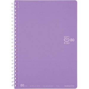 KOKUYO Spiral Lined Notebook, 10” x 7” Pastel Journal B5 Soft Ring Notebooks with Dot 6 mm Ruled, 80 Sheets, Light Green 1 Subject Notebook, Note Taking for School. Japan Import (SU-SV308BT-LG)(Purple)