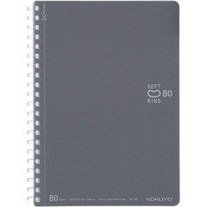KOKUYO Spiral Lined Notebook, 7.2” x 5” Business Journal B6 Soft Ring Notebooks with Dot 6 mm Ruled, 80 Sheets, Dark Gray 1 Subject Notebook, Note Taking for Work. Japan Import (SU-SV348BT-DM)