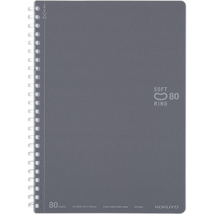 KOKUYO Spiral Lined Notebook, 7.2” x 5” Pastel Journal B6 Soft Ring Notebooks with Dot 6 mm Ruled, 80 Sheets, Purple 1 Subject Notebook, Note Taking for School. Japan Import (SU-SV348BT-V)(Gray)