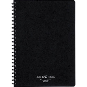 KOKUYO Spiral Lined Notebook, 8.3” x 5.8” Business Journal A5 Soft Ring Notebooks with 7 mm Ruled, 80 Perforated Sheets, Black 1 Subject Notebook, Note Taking for Work. Japan Import (SU-SV638A-D)(Black)