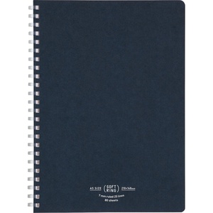 KOKUYO Spiral Lined Notebook, 8.3” x 5.8” Business Journal A5 Soft Ring Notebooks with 7 mm Ruled, 80 Perforated Sheets, Black 1 Subject Notebook, Note Taking for Work. Japan Import (SU-SV638A-D)(Navy)