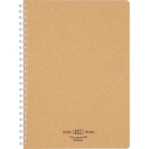 KOKUYO Spiral Lined Notebook, 8.3” x 5.8” Business Journal A5 Soft Ring Notebooks with 7 mm Ruled, 80 Perforated Sheets, Black 1 Subject Notebook, Note Taking for Work. Japan Import (SU-SV638A-D)(Beige)