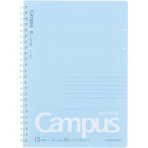 KOKUYO Spiral Lined Notebook, 8.3” x 5.8” Pastel Journal A5 Campus Soft Ring Notebooks with Dot 6 mm Ruled, 50 Sheets, Pink 1 Subject Notebook, Note Taking for School. Japan Import (SU-S131BT-P)(Blue)