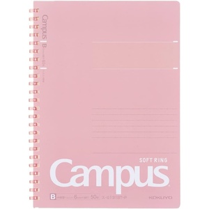KOKUYO Spiral Lined Notebook, 8.3” x 5.8” Pastel Journal A5 Campus Soft Ring Notebooks with Dot 6 mm Ruled, 50 Sheets, Pink 1 Subject Notebook, Note Taking for School. Japan Import (SU-S131BT-P)(Pink)