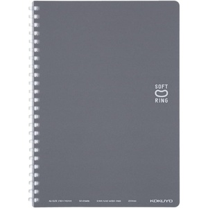 KOKUYO Spiral Lined Notebook, 8.3” x 5.8” Pastel Journal A5 Soft Ring Notebooks with Dot 6 mm Ruled, 50 Sheets, Dark Gray 1 Subject Notebook, Note Taking for School. Japan Import (SU-SV331BT-DM)(Gray)