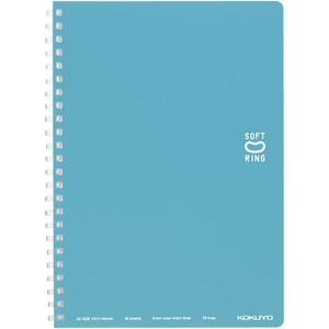 KOKUYO Spiral Lined Notebook, 8.3” x 5.8” Pastel Journal A5 Soft Ring Notebooks with Dot 6 mm Ruled, 50 Sheets, Dark Gray 1 Subject Notebook, Note Taking for School. Japan Import (SU-SV331BT-DM)(Light Blue)