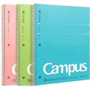 KOKUYO Spiral Notebook, 3 Pack Campus 10-1/2″ x 8″ Subject Notebooks with College Ruled, 80 Sheets, Pink Blue Green 3 Holes School Spiral Journal for Work Study Note Taking (WSG-SU-400G1×3)(Pink  Sky Blue  Green)