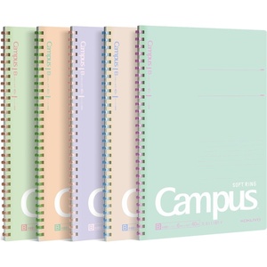 KOKUYO Spiral Notebook Journal, 3 Pack Campus B5 Soft Ring Notebooks with Dotted A 7mm Rule, 40 Sheets, Cute Animal 1 Subject Notebook in Blue Yellow Green, College Office Note Taking(Mineral Color)