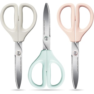 Kokuyo 3 Pack 7“ Scissor All purpose with Hybrid Arch Stainless Steel Blade, Pastel Pink Blue White, Sharper Cutting Performance Heavy Duty Cutter for Office Home School Craft Supplies (HSM-A100)(Pastel Pink Blue White)