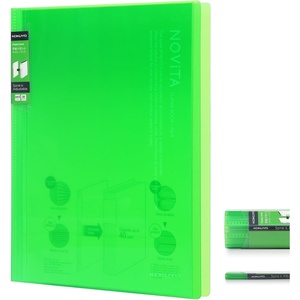 Kokuyo 40-Pocket Binder with Plastic Sleeves 8.5″x11″ (Green), A4 and US Letter Expandable Art Portfolio Folder with Clear Sheet Protectors. 80 Pages of Presentation Display Book. (RA-N40G)(Light Green)