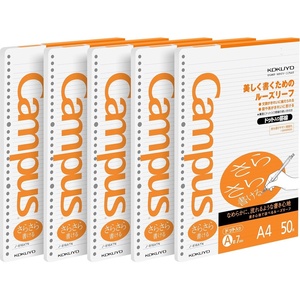Kokuyo Campus Loose Leaf Paper, A4 Filler Paper with A 7mm Dot Ruled, 50 Sheets 75 GSM Sarasara Smooth Writing, 30 Holes, 11-3/4″x8-1/4” Binder Notebook Bleed Resistant Paper (NO-816ATN)(5)