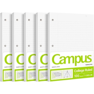 Kokuyo Campus Loose Leaf Paper for 3 Ring Binders, 8-1/4″x11”, College Ruled Notebook Paper, 100 Sheets, 70 GSM Japanese Smooth Paper Prevents Ink Bleeding, School Suppliers (WSG-NO-887G1)(5)