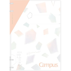 Kokuyo Campus Refillable Notebook, B5 2×2 Slim Ring Binder Notebook with Customizable Title Page, 40 Sheets Capacity. Suitable for 26 Holes Loose Leaf Paper, Mineral Color Sheer Purple (Le-NP704-L1V)(Apricot Pink)