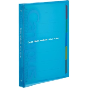 Kokuyo Campus Slide Binder with 5 Tab Dividers, Middle Type, B5, 26 Holes, Up to 100 Sheets, Transparent, Japan Import (RU-P333NT)(Blue)