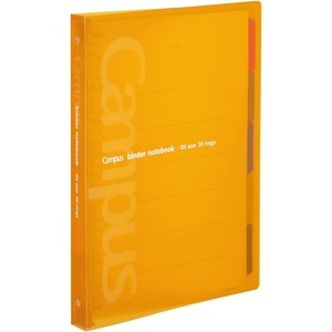 Kokuyo Campus Slide Binder with 5 Tab Dividers, Middle Type, B5, 26 Holes, Up to 100 Sheets, Transparent, Japan Import (RU-P333NT)(Orange)