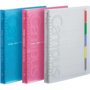 Kokuyo Campus Slide Binder with 5 Tab Dividers, Slim Type, A5, 20 Holes, Up to 65 Sheets, 3 Colors of Blue, Pink & Transparent, Japan Import (RU-P133)(A5)