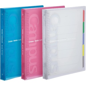 Kokuyo Campus Slide Binder with 5 Tab Dividers, Slim Type, A5, 20 Holes, Up to 65 Sheets, 3 Colors of Blue, Pink & Transparent, Japan Import (RU-P133)(B5)