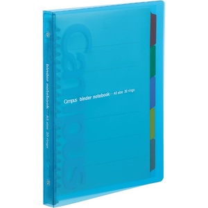 Kokuyo Campus Slide Binder with 5 Tab Dividers, Slim Type, A5, 20 Holes, Up to 65 Sheets, Blue, Japan Import (RU-P133NB)