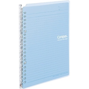 Kokuyo Campus Smart Ring Binder, A5 Light Blue Refillable Binder Notebook 20 Holes with 10 Extra Loose-Leaf Paper, Up to 25 Filler Papers for Work & Study, Japan Import (RU-SP130LB)