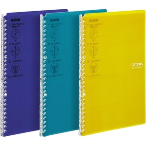 Kokuyo Campus Smart Ring Binders 3 Pack, B5 Vivid Colors Binder Notebooks, Up to 25 Sheets 26 Holes Slim Binder Folder with 10 Campus Sarasara Loose-leaf Paper Each for Study and Journal, Japan Import(Lemon Mix)