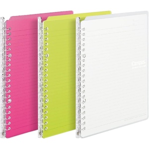 Kokuyo Campus Smart Ring Binders 3 Pack, B5 Vivid Colors Binder Notebooks, Up to 25 Sheets 26 Holes Slim Binder Folder with 10 Campus Sarasara Loose-leaf Paper Each for Study and Journal, Japan Import(Vivid Colors)