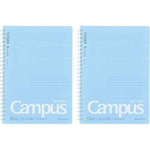 Kokuyo Campus Soft Ring Notebook, Semi-B5, B 6mm Dot Ruled, 34 Lines, 40 Sheets, Yellow, Set of 2 (SU-S111BT-Y)(blue)