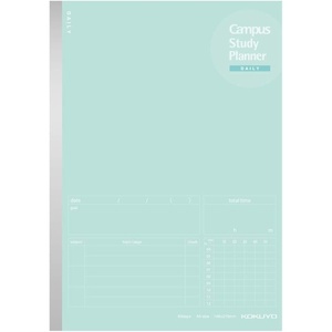 Kokuyo Campus Study Planner Notebook, Daily Ruled, A5, Mint Green, for 63 Days, Japan Import (NO-Y82MD-G)(Mint Green)